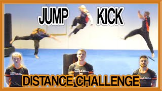 WHO CAN JUMP KICK THE FURTHEST  Jump Kick Distance Challenge  Team GNT [upl. by Adnolehs]