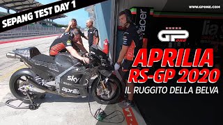 MotoGP Sepang Test Day 1 La prima accensione della nuova Aprilia RSGP 2020 [upl. by Gawain]