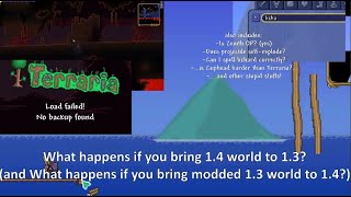 What happens if you load Terraria 14 world in 13 doing various research in Terraria 14 3 [upl. by Lahtnero]