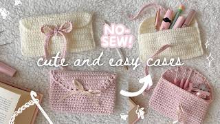 how to crochet easy NOSEW bow pencil case of ANY size  beginnerfriendly tutorial [upl. by Zealand431]