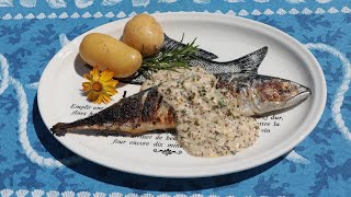 Recette de maquereaux à la plancha fumés au romarin sauce au muscadet et à la moutarde [upl. by Milah]