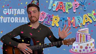 Learn Happy Birthday on Guitar in 3 Minutes  Easy Beginner Tutorial  FREE Tabs [upl. by Dorr]