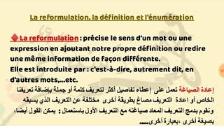 La reformulation la définition et lénumération إعادة الصياغة ،التعريف و الترقيم [upl. by Otsenre]