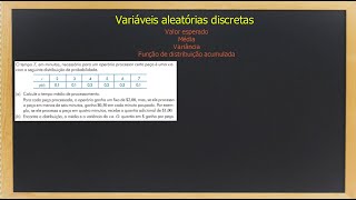 Estatística  Questão com Valor Esperado Média Variância e Função de Distribuição acumulada [upl. by Aribold]