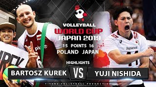 Bartosz Kurek vs Yuji Nishida  Poland vs Japan  Highlights  Mens Volleyball World Cup 2019 [upl. by Ewold]