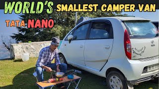 Worlds Smallest Camper Van  Tata Nano Camping Van  Car Camping Setup  Camper Van Review Caravan [upl. by Nauqram]