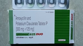 amoxycilline and potassium clavulanate tablets ip 500mg125mg ultimox 625 duo tablets [upl. by Teerpnam]