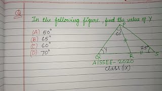 In the following figure find the value of y   aissee 2025 maths  class 8 geometry [upl. by Ecidnac822]