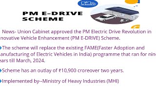 PM EDRIVE SCHEME  Current affairs  Government scheme  UPSC [upl. by Mackenzie]