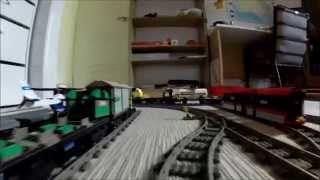 2015 Awesome Lego Train Set Going through the House and into the Garden Drivers View [upl. by Artair109]