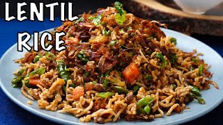 How To Cook PERFECT FLUFFY LENTIL amp RICE WITH CARAMELIZED ONIONS [upl. by Sorcha106]