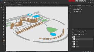 Exploded Axonometric 3d site plan with Photoshop [upl. by Dudley]