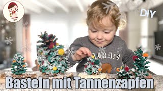 🤩Basteln mit Tannenzapfen  diese DIY Projekt gehört zum Adventbasteln mit Kinder unbedingt dazu [upl. by Anikes]