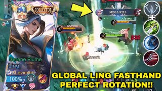 GLOBAL LING FASTHAND PERFECT ROTATION  LING FASTHAND GAMEPLAY WITH BEST BUILD amp EMBLEM 2024 [upl. by Koziel]