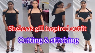 Shehnaz gill Inspired Outfit Cutting amp Stitching  Ruched Bodycon Dress Sewing  Rajveerpunni [upl. by Kirred]