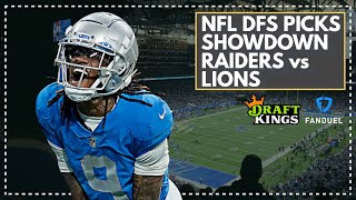 NFL DFS Picks for Monday Night Showdown Raiders vs Lions FanDuel amp DraftKings Lineup Advice [upl. by Adnawat]