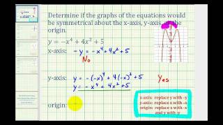 Ex Determine Symmetry about the xaxis yaxis and the origin [upl. by Whipple526]