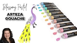 Arteza Pastel Blossomy Gouache Set 🎨 🖌 Swatching it Out [upl. by Starla]