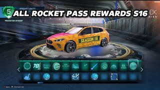 ALL ROCKET PASS REWARDS S16 ROCKET LEAGUE [upl. by Kingdon]