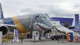 Shark Face Aircraft Steep Takeoff Embraer E190E2 Walk around cockpit and cabin interior [upl. by Noffets]