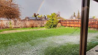 Hailing in HanfordCA 2024 It was coming pretty good [upl. by Ury534]