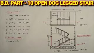 BD Part10 DogLegged StaircasePlan amp Sectional Elevation For Deploma 2nd Year Students [upl. by Ateloiv]