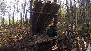 Tour of My Bushcraft camp  lean to Shelter Nova Scotia Canada [upl. by Richlad]