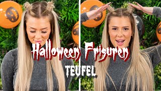 How to Teufel Frisur Anleitung  Halloween Hairstyle Tutorial  Teufel Hörner  SENAIT HAIR [upl. by Renba]