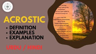 What is Acrostic Poetic Device Explain in Hindi  Urdu [upl. by Gratt590]