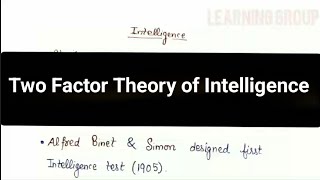 Two factor Theory of Intelligence  Spearman Theory psychology tet ctet [upl. by Legnaesoj302]