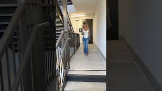 Saying hi in the stairwell 😊 jeans short shorts shortvideo shortsfeed [upl. by Aiynat]