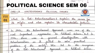 POST BEHAVIOURALISM  CAUSES OF ITS ORIGIN  CHARACTERISTIC FEATURES  CORE 13 POL SCIENCE SEM 06 [upl. by Corenda995]