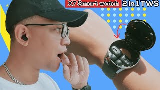 2023 NEW X7 Smart Watch 2 in 1 TWS Wireless Headphone  34 [upl. by Humbert]