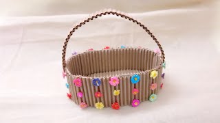 cardboard basket diy cardboard craft [upl. by Petra309]