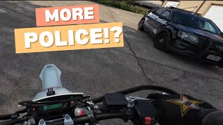 Husqvarna 701sm VS KTM 690 smcr RACE  POLICE COME SHOCKING [upl. by Darya412]