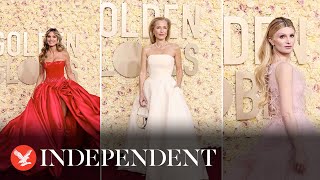 Golden Globes 2024 Stars walk red carpet [upl. by Aiotal]