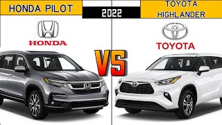 2022 Honda Pilot vs 2022 Toyota Highlander Price Engine Dimensions Comparison [upl. by Joycelin]