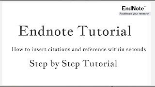 Endnote Tutorial How to insert citations and reference within seconds [upl. by Estis]