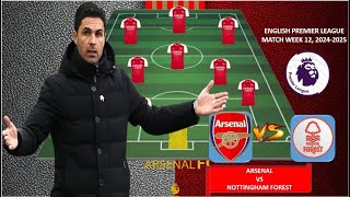 TODAY MATCH ARSENAL POSSIBLE LINEUP PREMIER LEAGUE WEEK 12 20242025  ARSENAL VS NOTTINGHAM FOREST [upl. by Branham466]