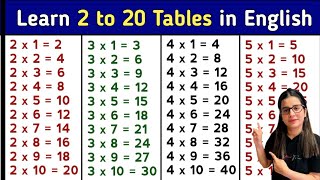 Learn Multiplication Table of 2 to 20  2 से 20 तक पहाड़े  Tables 2 to 20 [upl. by Thordis856]