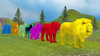 Long Slide Game With Elephant Gorilla Buffalo Hippopotamus Tiger  3d Animal Game  Funny 3d Animals [upl. by Anaidni112]