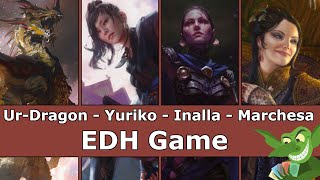 UrDragon vs Yuriko vs Inalla vs Marchesa EDH  CMDR game play for Magic The Gathering [upl. by Sprung401]