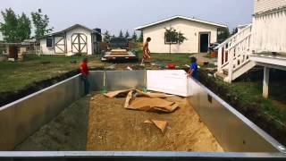 Time lapse of an in ground vinyl liner swimming pool installation [upl. by Yeslehc]