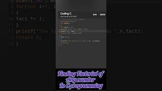 Factorial Of Any Number in CProgramming factorial cprogram code [upl. by Serene906]