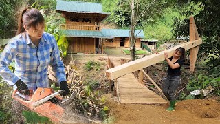 Timelapse The entire process of building the girls wooden bridge  Triệu Thị Giang [upl. by Hermy]