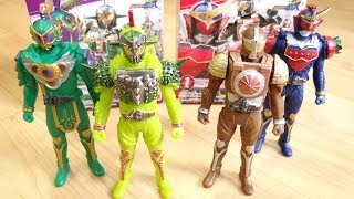 ソフビヒーロー仮面ライダー ブラーボ グリドン 龍玄 鎧武 全4種 レビュー！ドリアンアームズ ブドウ イチゴ ブドウ 群雄割拠スペシャル 仮面ライダー鎧武ガイム [upl. by Neelram]