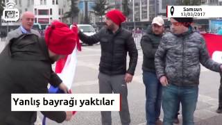 Hollandayı protesto eden grup yanlış bayrağı yaktı [upl. by Gilud]