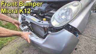 Front Bumper Removal and Refitting  Nissan Micra K12 [upl. by Savitt]