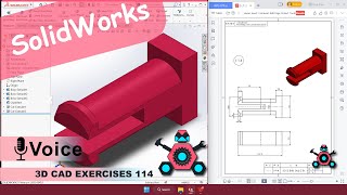 SolidWorks  3D CAD EXERCISES 114  StudyCadCam  Solution Tutorial [upl. by Galvin]