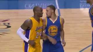 Kobe Gives Curry Respect After Draining Long Three [upl. by Adyela]